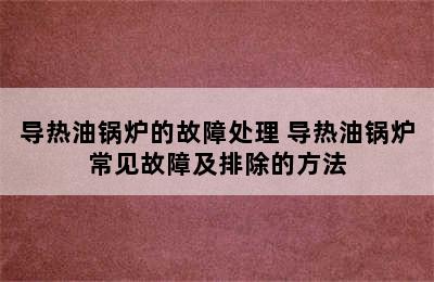 导热油锅炉的故障处理 导热油锅炉常见故障及排除的方法